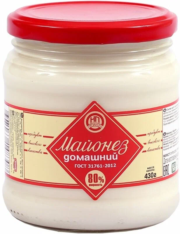 МАЙОНЕЗ ДОМАШНИЙ 80% 430Г ПРИНТО