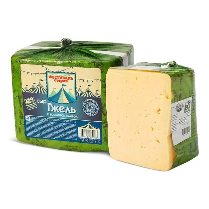 СЫР ГЖЕЛЬ С АРОМАТОМ СЛИВОК 45% 1КГ